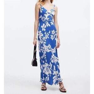 NWT Madewell Women's Blue Floral Tank Midi Dress Size 14‎ Spring Summer
